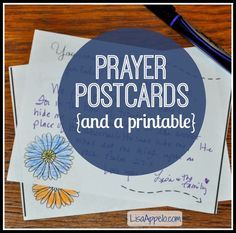 These free printable prayer postcards are a great way to tell someone that you are praying for them! They have space for a short note, encouraging verse or a picture by your kids. Free 2-sided printable to download. Growing Faith, Prayer Stations, Prayer Partner, Encouraging Verses, Praying For Others, Short Note, Prayer Station, Printable Prayers, Secret Sisters