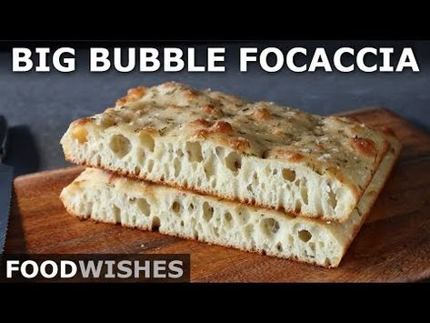 Just because a bread recipe is “no knead” doesn’t mean it’s no work. It just means we don’t knead, which is definitely the case here, since this dough is way, way too wet for that kind of thing, but we do fold, and stretch, and turn, and pull, and wait, and wait, and wait. So, if you were looking for fast and easy, this is not the...to read the rest of Chef John's article about Big Bubble Focaccia please follow this link to become a member.) Follow this link to get a complete, printable… Bubble Focaccia, Chef John Food Wishes, Chef John Recipes, Bubble Bread, Beautiful Bread, Big Bubble, Brunch Bread, Focaccia Recipe, Yeast Bread Recipes