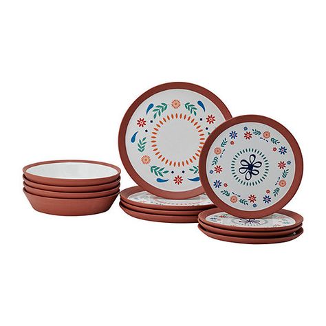 Mesa Mia Chapala 12-pc. Stoneware Dinnerware Set, Color: Barro - JCPenney Mexican Dinnerware, Mexican Table Setting, Red Dinnerware Set, Spanish Dinner, Jenny Martinez, Mexican Table, Mexican Heritage, Mexican Ceramics, Stoneware Dinnerware Sets