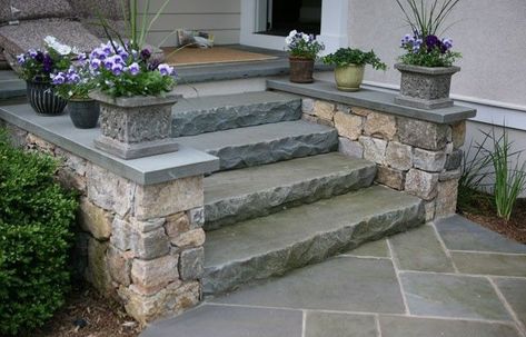 Types of Stone Steps - Concord Stoneworks Bluestone Steps, Front Of A House, Patio Stairs, Front Porch Steps, Porch Stairs, Front Door Steps, Front Stairs, Patio Steps, Bluestone Patio