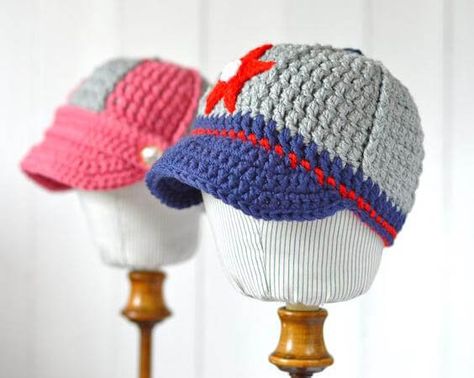 Crochet Baseball Hat, Crochet Baby Cap, Baby Baseball, 4 Baby, Baby Hat Patterns, Cap Patterns, Baseball Baby, Crochet Cap, Haken Baby