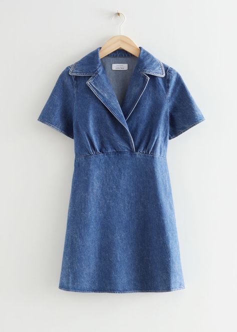 Belted Denim Mini Dress - Mid Blue - Mini dresses - & Other Stories US Future Wardrobe, Denim Mini Dress, Blue Mini Dress, Mid Dresses, Fashion Story, Denim Mini, Summer 2022, Mini Dresses, Chambray