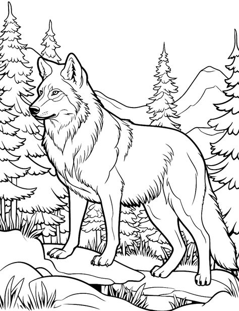 Wolf Coloring Pages Free Printable, Adult Coloring Book Pages Free Printable, Forest Animals Coloring Pages, Animal Coloring Pages Free Printable, Wolf Coloring Pages, Forest Coloring Pages, Wolf Silhouette, Shark Coloring Pages, Bunny Coloring Pages