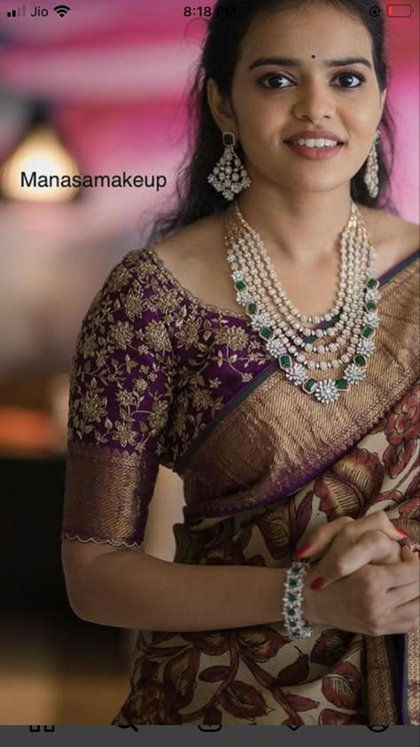 Bridal Pattu Blouse Designs, Jewellery Maggam Work Designs, Purple Blouse Work Designs Pattu, Purple Bridal Blouse Designs, Bridal Maggam Blouse Designs Latest, Purple Blouse Maggam Work, Blouse Work Designs Pattu Bridal, Purple Maggam Work Blouse Designs, Latest Blouse Works For Pattu Sarees