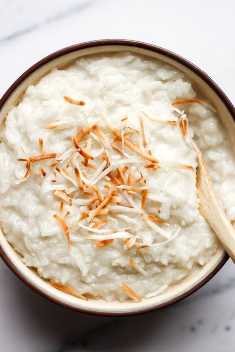 Coconut Rice Pudding — Damn, Spicy! Vegan Coconut Rice Pudding, Thai Rice Pudding, Coconut Rice Breakfast, Jasmine Rice Pudding Coconut Milk, Coconut Cream Rice Pudding, Healthy Rice Pudding, Coconut Rice Pudding Recipe, Sweet Coconut Rice, Dairy Free Rice Pudding