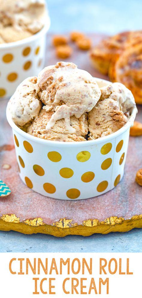 Cinnamon Bun Ice Cream, Cinnamon Swirl Ice Cream, Delicious Ice Cream Recipes, Christmas Ice Cream Flavors, Fun Ice Cream Flavors, Cinnamon Roll Ice Cream, Fall Ice Cream, Apple Pie Ice Cream, Beer Ice Cream