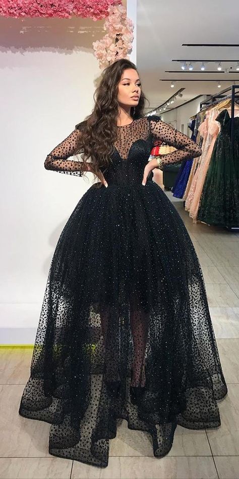 Dark Romance: 24 Gothic Wedding Dresses | Wedding Dresses Guide Black Wedding Dresses Plus Size Gothic, Black Wedding Dress Gothic Lace Gowns, Dark Wedding Dress Black Laces, Black Gothic Corset Wedding Dress, Long Gothic Dress Marrige, Black Wedding Dress Gothic, Long Sleeve Ball Gowns, Black Ball Gown, Gown Prom