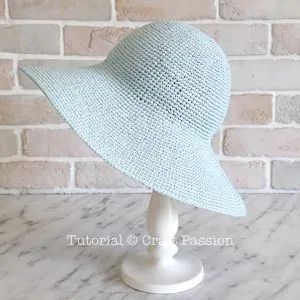 Crochet Beach Hat (Wide Brim) • Free Crochet Pattern | Craft Passion Crochet Hat With Brim, Crochet Tote Pattern, Crochet Sun, Crochet Summer Hats, Crochet Sun Hat, Crochet Hat Free, Craft Crochet, Crochet Hats Free Pattern, Crochet Summer