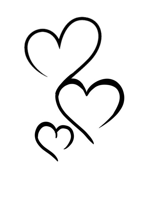 3 Heart Tattoo Ideas, Triple Heart Tattoo, 3 Heart Tattoo, 3 Hearts Tattoo Ideas, Sister Heart Tattoos, 3 Hearts Tattoo, Open Heart Tattoo, Heart Outline Tattoo, Love Heart Tattoo