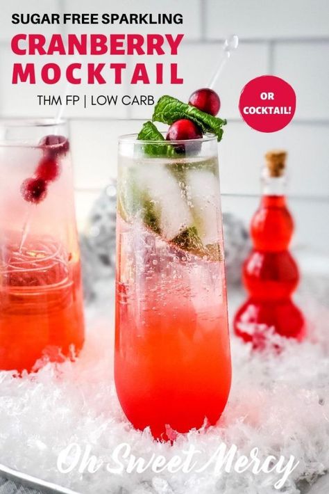 Make my Sugar Free Sparkling Cranberry Mocktail for the kiddos and make it a cocktail for yourself! - Oh Sweet Mercy Sugar Free Vodka Drinks, Shot Of Vodka, Cranberry Mocktail, Cranberry Simple Syrup, Thm Fp, Fuel Pull, Trim Healthy Mama Plan, Low Carb Cocktails, Simple Syrup Recipes