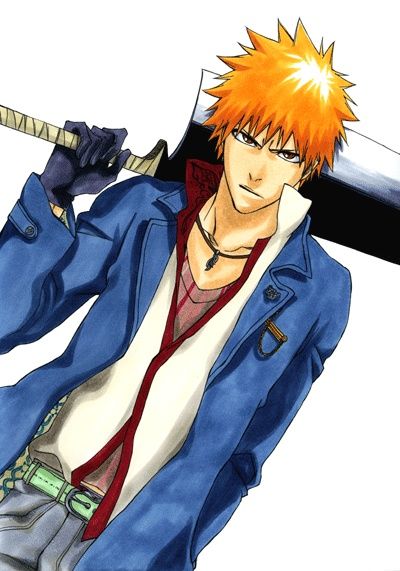 Ichigo "Strawberry" Kurosaki 174 cm 61 KG Blood type: AO D.O.B. July 15th °likes slim fit shirts and pants °likes chocolate and karashi mentaiko °favorite celebrities are Mike ness and Al pacino °person he respects most is Walliam Shakespare 15 years old Hair: orange eye: Brown Occupation: High school Student/Soul Reaper Ichigo Kurosaki Wallpaper, Ichigo Manga, Bleach Pictures, Rukia Bleach, Ichigo Y Rukia, Ulquiorra Cifer, Byakuya Kuchiki, Bleach Anime Ichigo, Orihime Inoue