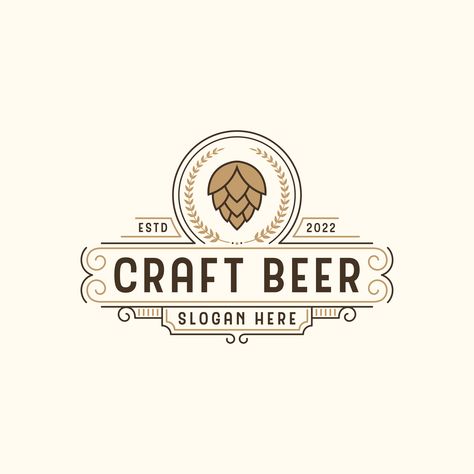 Download this Premium Vector about Premium Craft Beer Vintage Logo Design and discover more Professional Graphic Resources on Freepik. #freepik #vector #beer #beerlogo #craftbeer #brewery #brewing Beer Logo Design Ideas, Brewery Logo Design, Beer Slogans, Craft Beer Logo, Beer Logo Design, Brewery Logo, Premium Beer, Beer Logo, Beer Design