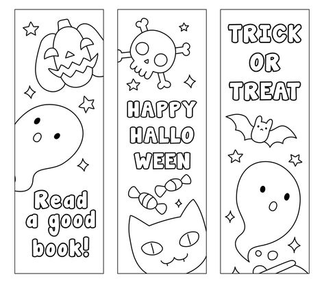 Halloween Bookmarks Free Printable, Halloween Bookmarks To Color, Printable Halloween Bookmarks, Bookmarks Halloween, Coloring Bookmarks Free, Bookmarks To Color, Coloring Halloween, Halloween Bookmarks, Halloween Coloring Sheets