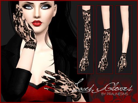 Lace Gloves by Pralinesims  http://www.thesimsresource.com/downloads/1168235 Goth Gloves, Sims 4 Cc Goth, Cc Accessories, Black Lace Gloves, Gloves Lace, Dress And Gloves, Sims 3 Cc Finds, Sims 3 Mods, Mode Dress