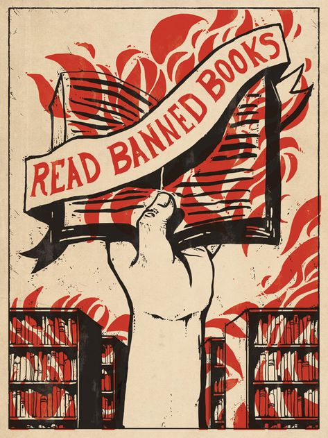 Revolution Poster, Read Banned Books, Protest Art, Propaganda Art, Arte Punk, Library Displays, Banned Books, Book Week, Book Posters