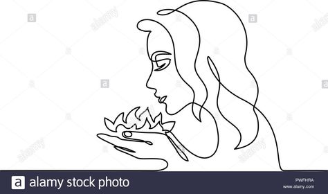 Download this stock vector: Continuous one line drawing. Abstract portrait closeup of pretty young woman smelling flower. Vector illustration - PWFHRA from Alamy's library of millions of high resolution stock photos, illustrations and vectors. Flower Vector Illustration, Line Drawing Abstract, Smelling Flowers, Flower Vector, One Line Drawing, Abstract Portrait, Young Woman, Line Drawing, Close Up