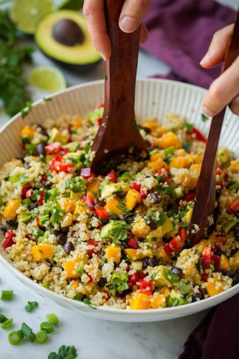 Faithful Plateful, Mango Quinoa, Cooking Avocado, Avocado Quinoa, Salad Recipes Video, Quinoa Salad Recipes, Mango Salad, Avocado Salsa, Lime Dressing