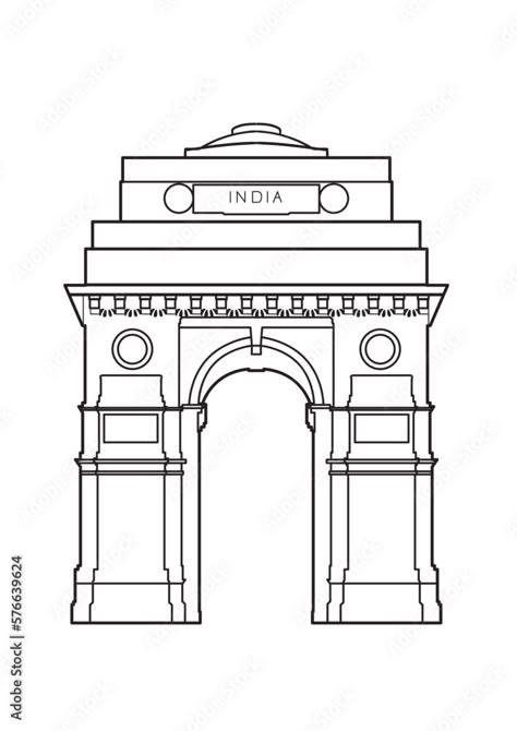 #line art #indiagate Indian Gate Drawing, India Gate Drawing Sketch, Indian Monuments Drawings, Monuments Sketches, India Gate Drawing, Indian Gate, Gate Pictures, Project Cover, Easy Pictures To Draw