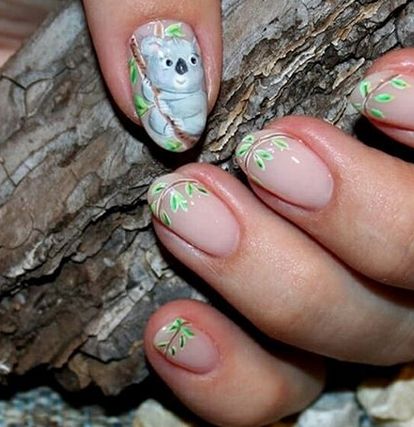 14 Impressive Koala Manicure Designs 2020 Koala Nails, Koala Nails Designs, Koala Ceramics, Nails With Animals Nailart, Koala Jewelry, Koala Hugging Tree, Funny Koala, Animal Nails, Animal Print Nails