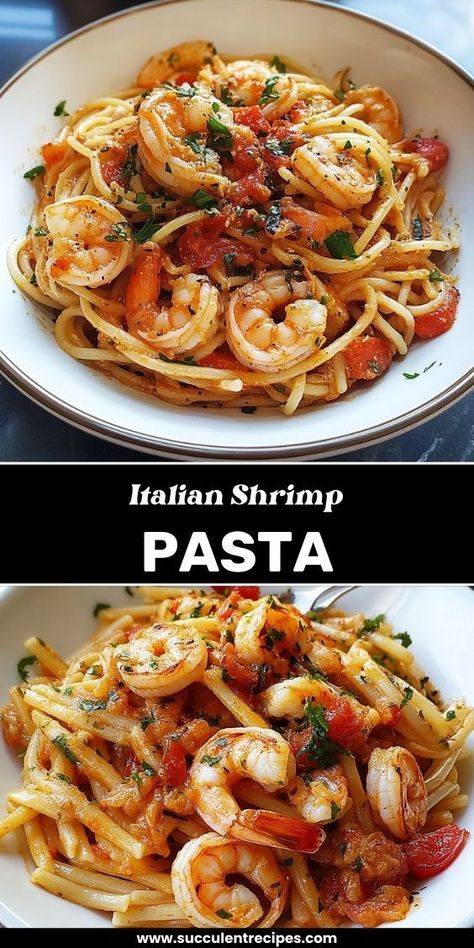 Savor the flavors of Italy with this Authentic Italian Shrimp Pasta! Featuring succulent shrimp, garlic, and fresh herbs tossed in a light sauce, it’s a delicious and easy weeknight dinner. Shrimp Marinara Pasta, Italian Shrimp Pasta, Shrimp Marinara, Italian Shrimp, Marinara Pasta, Pasta Garlic, Shrimp Pasta Recipe, Spicy Shrimp Tacos, Creamy Shrimp Pasta