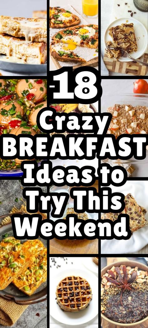 a collection of 18 breakfast ideas to try during weekends for your family, party etc. The image has a text overlay that represents these weekend breakfast recipes Breakfast Ideas Creative, Tasty Breakfast Recipes Videos, What’s For Breakfast, Airbnb Breakfast Ideas, Cafe Breakfast Menu Ideas, Cozy Breakfast Recipes, Brunch Ideas For Two, Morning Brunch Ideas, Pitch In Ideas