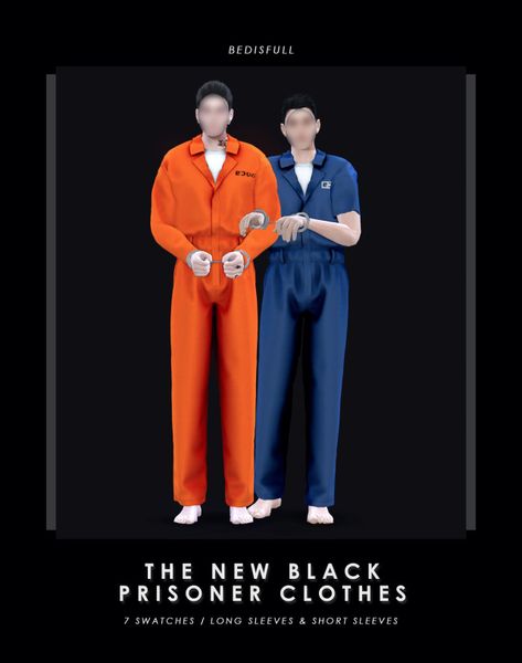 Sims 4 Prison Clothes, Sims 4 Police Cc, Guy Sims, Sims Halloween Costume, Waiter Outfit, Sims 4 Wedding Dress, Prison Jumpsuit, Prison Outfit, Mechanic Coveralls