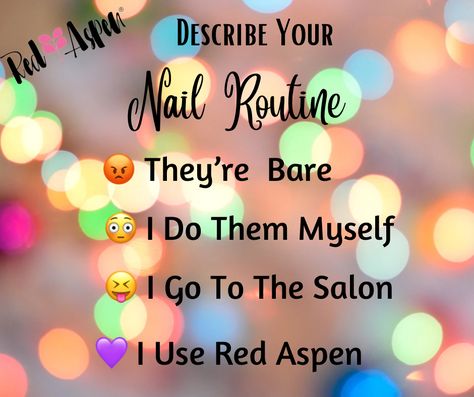 Red Aspen Group Names, Red Aspen Graphics, Red Aspen Nail Dash Combos 2023, Interactive Post, Nail Routine, Aspen Nails, Nail Dashes, Engagement Posts, Skin Care Masks