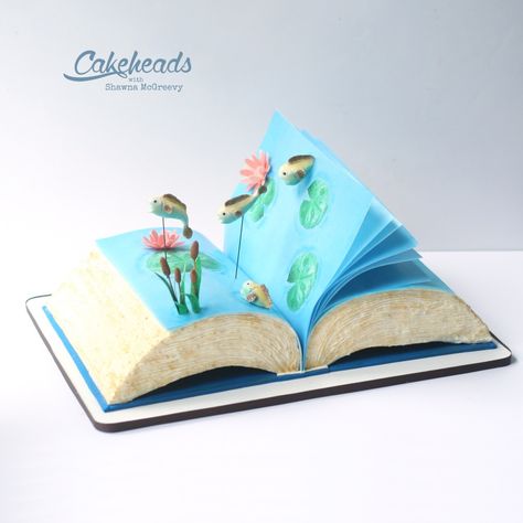 Open Book Cake w/Flipping Pages Open Book Cakes, Sloth Cakes, Book Cakes, Petal Dust, Girly Cakes, Book Cake, Crown Cake, Sheet Cake Pan, Magic Cake