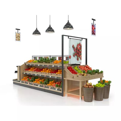 Produce Display Stand for Farm Snack Shelf, Store Shelving, Vegetable Display, Fruit And Veg Shop, Vegetable Rack, Supermarket Display, Produce Displays, Vegetable Stand, Vegetable Shop