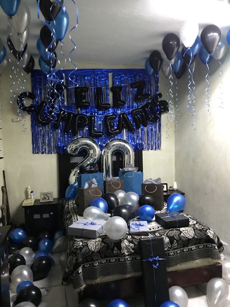 21st Birthday Ideas For My Boyfriend, Boyfriend 20th Birthday Gift Ideas, Guy Birthday Setup, 21st Birthday Surprise Ideas Boyfriends, Boyfriend Bday Surprise, Birthday Rooms For Boyfriend, Birthday For Him At Home, Guys Birthday Decorations, Suprise Party For Boyfriend