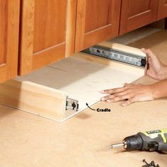 How to Build Under-Cabinet Drawers & Increase Kitchen Storage | Family Handyman Under Cabinet Drawers, Under Cabinet Storage, Food Storage Cabinet, Kitchen Drawer Organization, Cupboard Drawers, Small Space Organization, Small Closet Organization, Diy Kitchen Storage, Drawer Design