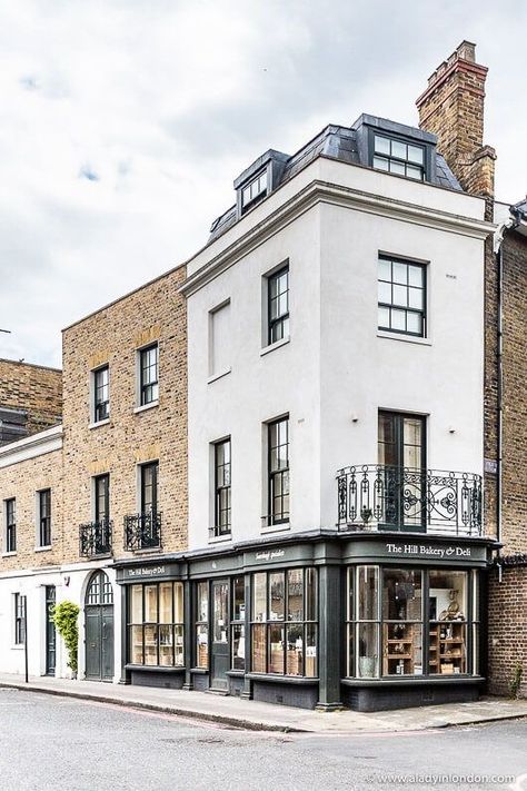 Corner Apartment Building, London Townhouse Exterior, Camberwell London, Corner Building, Classical Building, London Buildings, British Architecture, Corner Shop, London Architecture