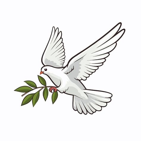 Dove Drawing, Flying Dove, Dove Flying, Fly Drawing, Branch Tattoo, Flat Vector Illustration, Flat Vector, Hand Drawing, Olive Branch