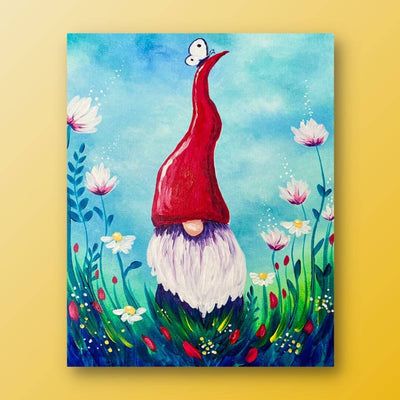 Gnome Painting, Gnome Paint, Night Kids, Record Painting, Painting Videos Tutorials, Canvas Painting Tutorials, Painting Party, Garden Gnome, Kids Activity