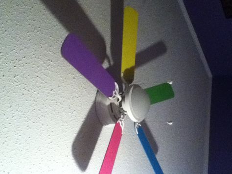 Rainbow Ceiling Fan, Rainbow Ceiling, Too Tired, Zebras, Ceiling Fans, Room Designs, Ceiling Fan, Room Design, Ceiling