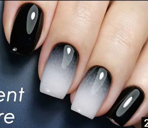 beautifull nail degsion Ombre Nails Dark, Black And White Ombre Nails, Winter Ombre Nails, Shining Nails, Black And White Ombre, Nail Ideas Pink, Winter Nails Christmas, Nails January, Old Money Nails