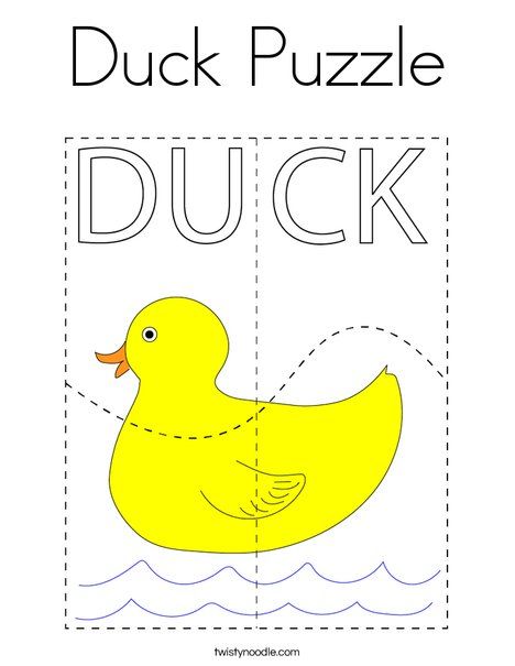 Duck Puzzle Coloring Page - Twisty Noodle D For Duck Preschool, Duck Activity Preschool, Duck Template Free Printable, Duck Worksheets Preschool, The Duckling Gets A Cookie Activities, Duck Lesson Plans Preschool, Duck Learning Activities, 5 Little Ducks Activities, Duck Activities