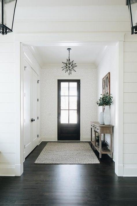 Entry Way Dark Floors, Front Door Entryway Into Living Room, Walk In Area Front Door, Entryway Ideas Double Doors Inside, Entryway View From Door, Entryway Glass Door, Shoe Area By Front Door, Entry Way Closet Door, Foyer Closet Doors