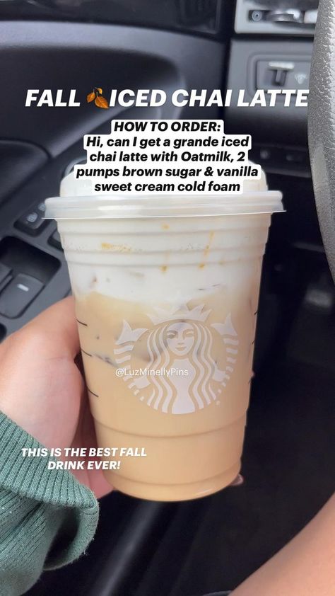 Chai Tea Starbucks, Starbucks Teas Drinks, Starbucks Iced Chai, Starbucks Drinks Coffee, Chai Latte Starbucks, Chai Tea Latte Starbucks, Sweet Cream Cold Foam, Minuman Starbucks, Starbucks Fall Drinks