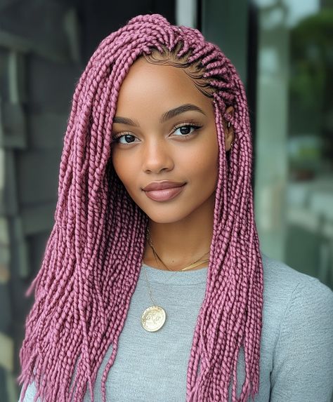 pink Braids Black female: red Braided Fishtail Braid