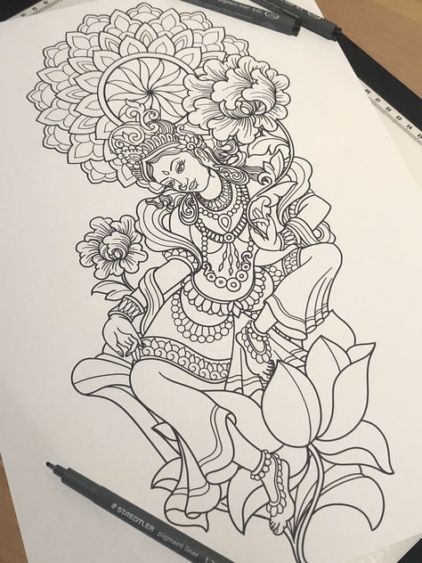 Buddha Art Drawing, Boho Art Drawings, Kerala Mural Painting, Pencil Sketch Images, Indian Art Gallery, Mandala Art Therapy, Pen Art Drawings, Green Tara, Indian Folk Art