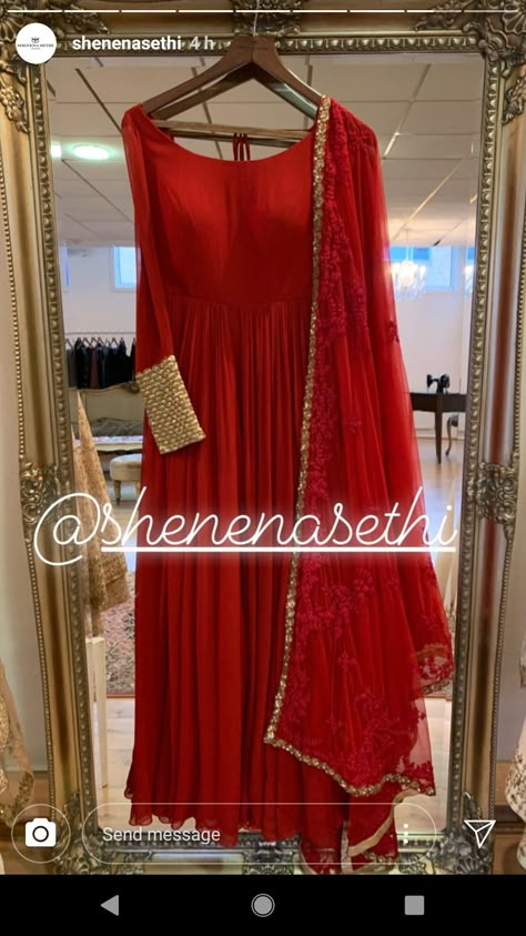 Red Suit Anarkali, Red Anarkali Styling Ideas, Red Anarkali Suits Designer, Simple Anarkali Suits Classy, Red Frock Suit Design, Red Frock Suit, Red Colour Suit Design, Red Salwar Suit Simple, Red Anarkali Suits Wedding