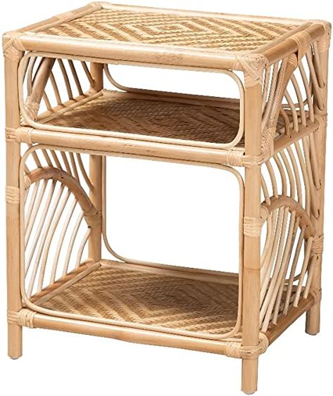 Baxton Studio Baara Modern Bohemian Natural Brown Rattan Nightstand Bohemian Nightstand, Organize Bedroom, Rattan Nightstand, Brown Nightstands, Bedroom Essentials, Baxton Studio, Weave Pattern, Bedside Tables Nightstands, Bedroom Night Stands