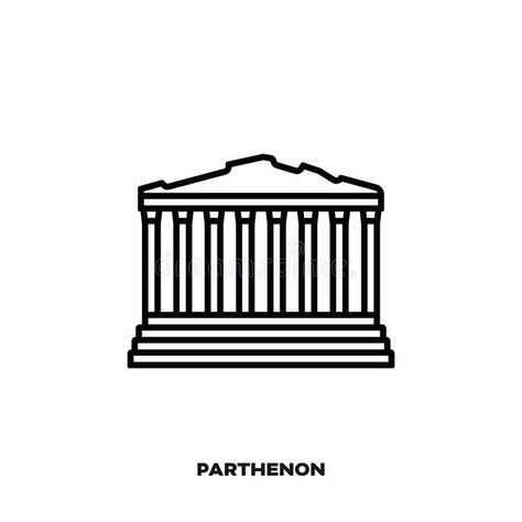 Parthenon Temple At Athens, Greece, Vector Line Icon Stock Vector - Illustration of athens, citadel: 138458341 Athens Drawing, Stoic Logo, Greece Tattoo Ideas, Athens Tattoo, Greece Tattoo, Tattoos 2022, Poster Backgrounds, Coffee Art Painting, Temple Tattoo