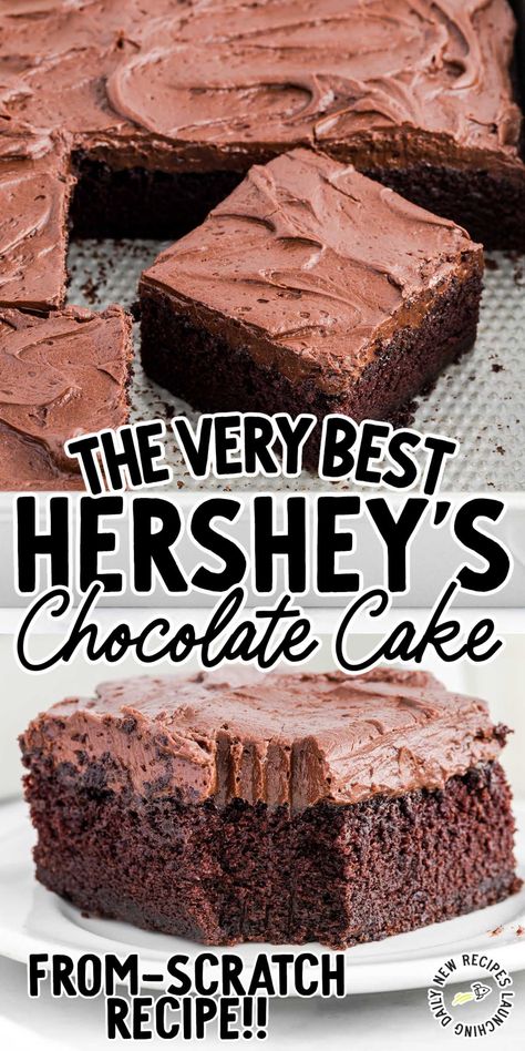 Hershey's Chocolate Cake Hersey Chocolate Cake Hershey's, Hershey Chocolate Cake, Best Sheet Cake, Hersheys Chocolate Cake, Easy Chocolate Sheet Cake, Hershey Cake, Hersheys Chocolate Cake Recipe, Baking Deserts, Hershey Chocolate Cakes