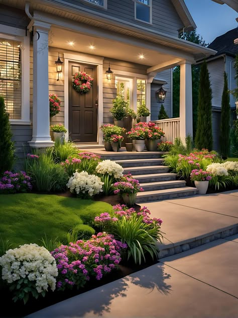 Front Yard Flower Bed Ideas, Yard Flower Bed Ideas, Front Yard Flower Bed, Front Garden Landscape, Ideas Front Yard Landscaping, Front Yard Garden Design, Flower Bed Ideas, Diy Outdoor Decor, Home Garden Design