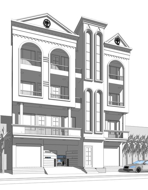 Elevation Sketch, Classic Villa Exterior, Lumion Render, House Design Drawing, Budget House Plans, 20x40 House Plans, Exterior Elevation, Design On A Budget, Architecture Sketches