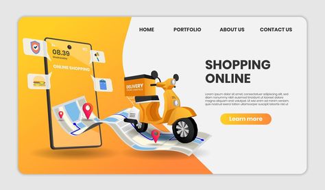 Food delivery service landing page Online Grocery Ads, Service Landing Page, Bike Delivery, Shopping Template, Free Food Delivery, Grocery Ads, Design Sites, Food Delivery Service, Digital Advertising Design