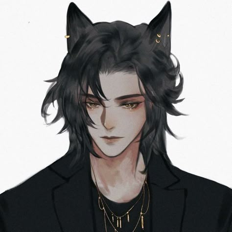 Hybrid Art, Anime Black Hair, Anime Animals, Anime Cat, Boy Art, Handsome Anime Guys, Handsome Anime, Cute Anime Guys