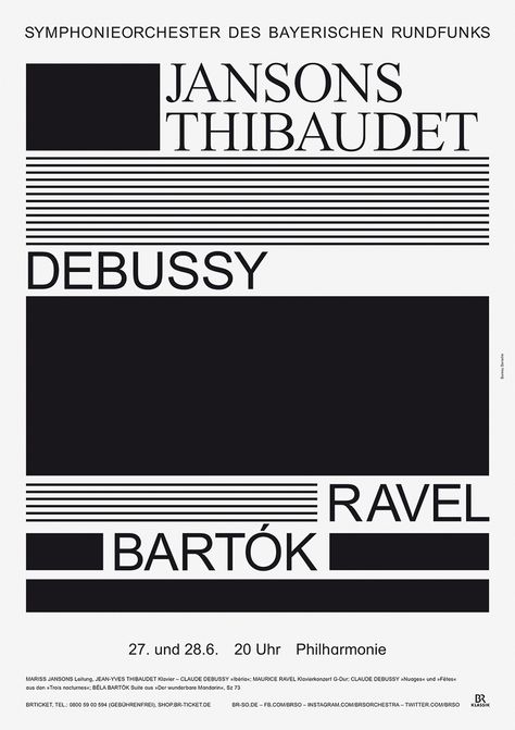 Classical Music Poster, Maurice Ravel, Typographic Posters, Claude Debussy, Minimalist Music, Concert Poster Design, Leonard Bernstein, Minimalist Graphic Design, Editorial Design Layout